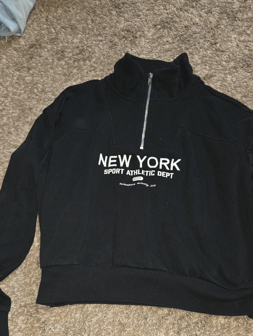 New York Sport Athletic Dept Black Half-Zip Sweater